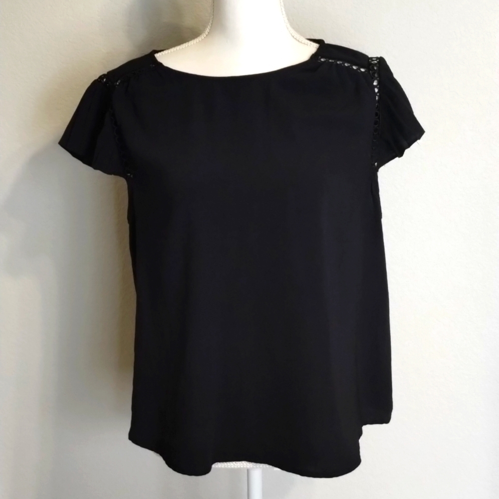 Flower & Feather Size Large Black Flutter Sleeves